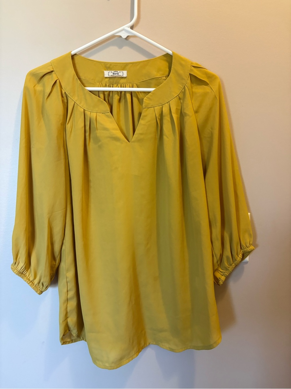ezra Mustard Yellow Split V-Neck Tunic